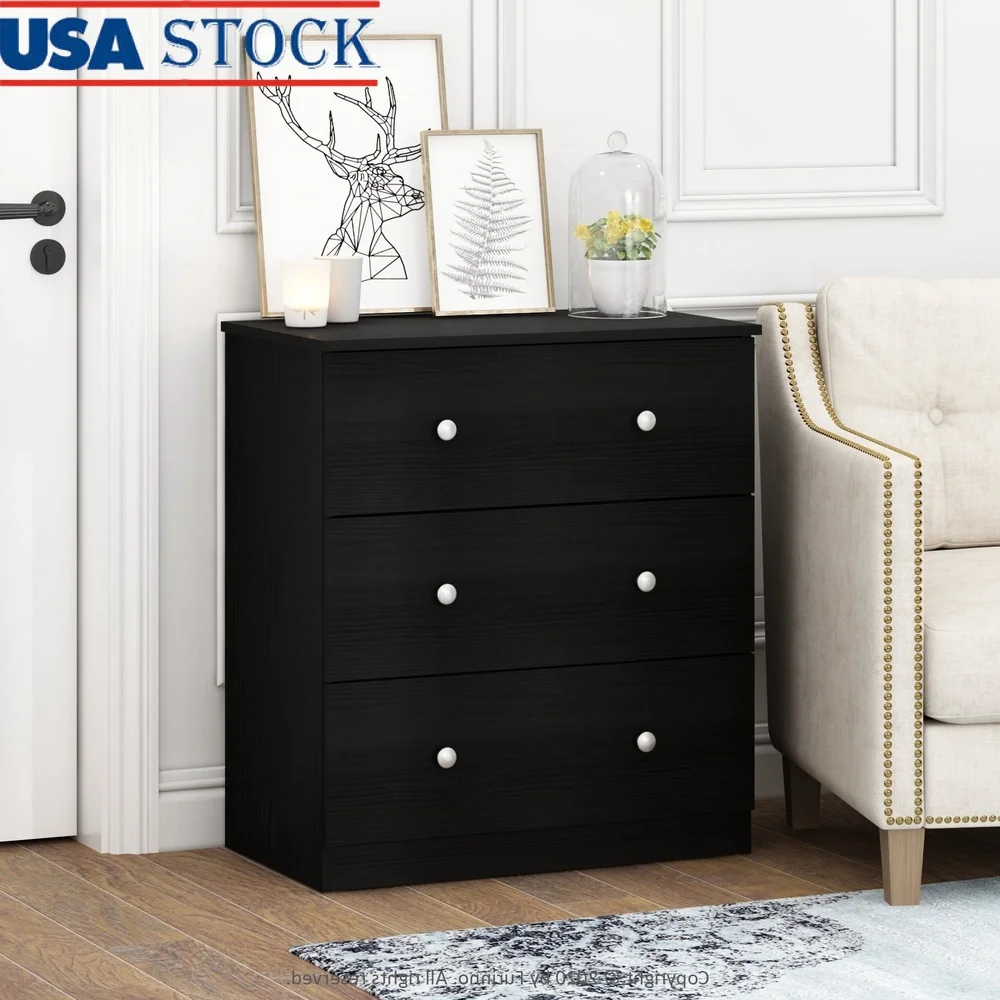

Simple Design 3-Drawer Dresser Storage Unit Durable Particle Board Vertical Chest Easy Assembly Suitable Bedroom Living Room