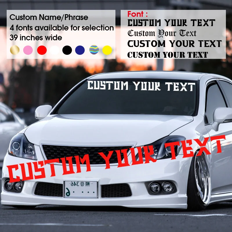 

1PC Hot Custom Text Stickers For Car Front windshield Decor Personalized Name Auto Tunning Decals Truck Suv Body Sticker