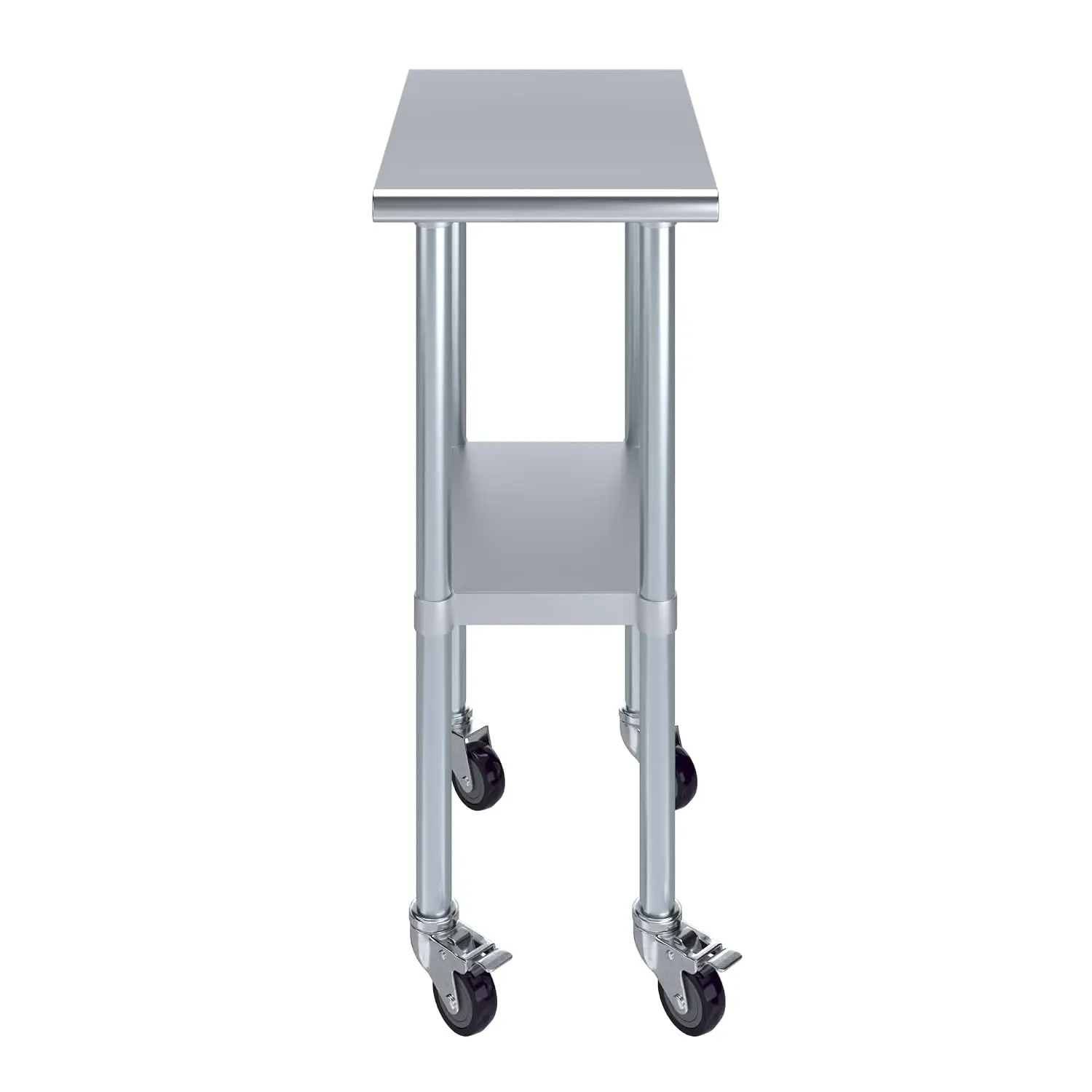 Stainless Steel Work Table with Casters Heavy Duty Metal Utility Table On Wheels Kitchen Island Cart 24x15 Inch, Customized