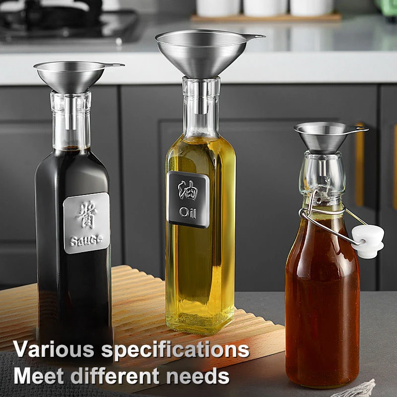 Multi-Size Kitchen Funnel Set, Stainless Steel for Mess-Free Transfer to Bottles, Perfect for Oils, Spices & Liquids