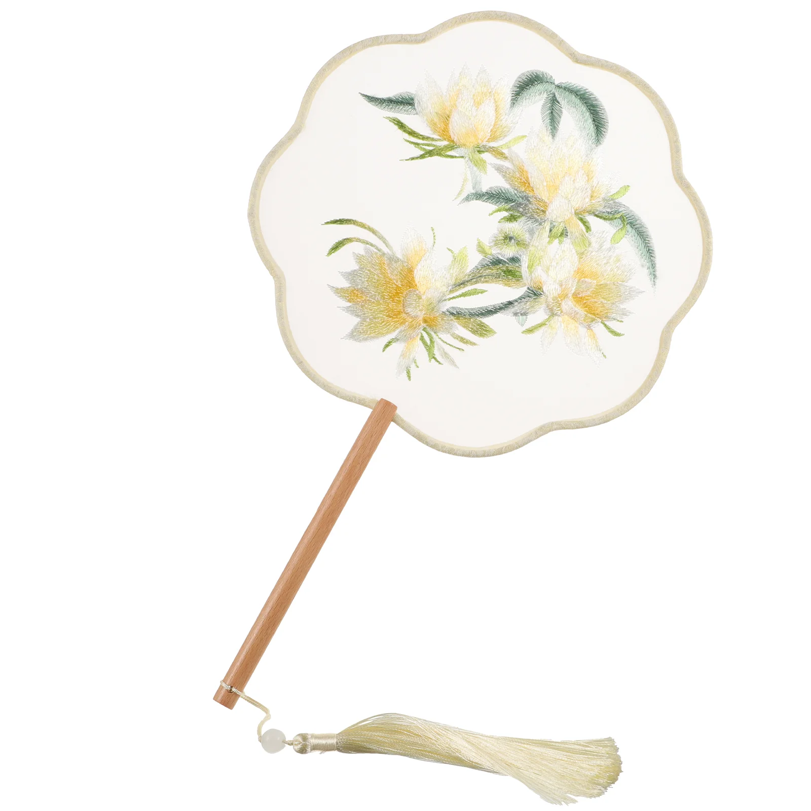 Éventail Rond Brodé Double Face, Accessoires Vintage, Fleur à Main, Style GérChinois, Mariage, Été
