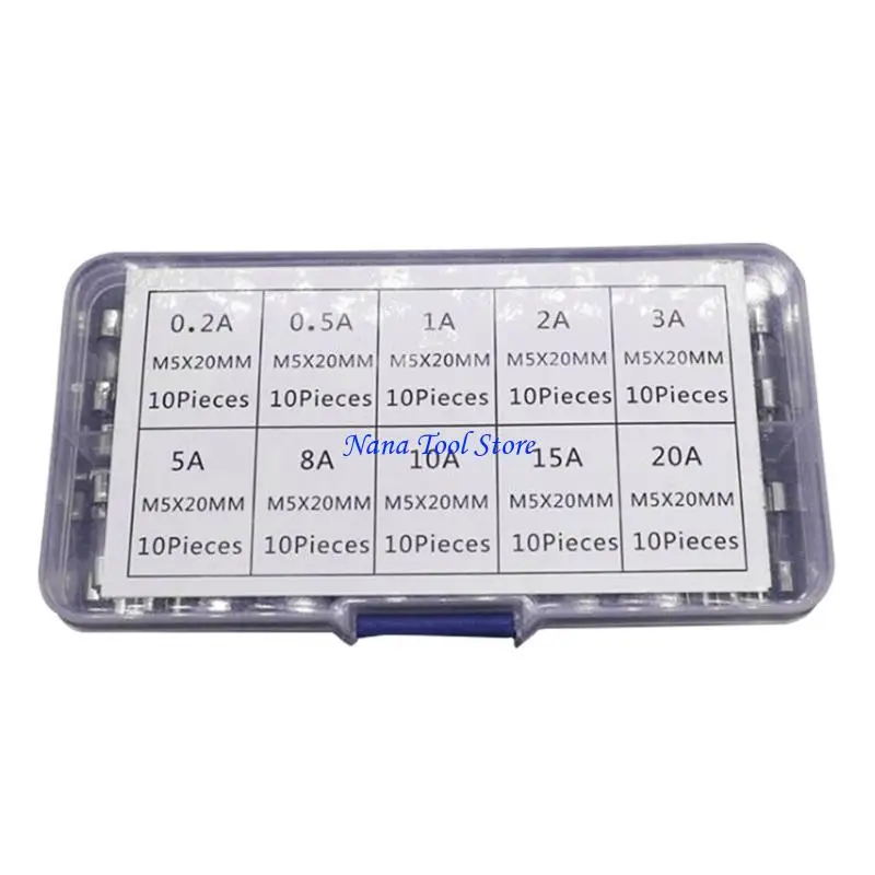 31GJ Upgraded 5x20mm Glass Fuses Included 0.2A-20A 10 Size Glass Tube Fuses Fast Glass Fuses 100pcs/set for Various Devices