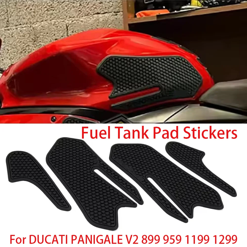 New  For DUCATI PANIGALE V2 899 959 1199 1299 2012-2019 Motorcycle Rubber Fuel Tank Pad Stickers Non-slip Waterproof Gas Tankpad
