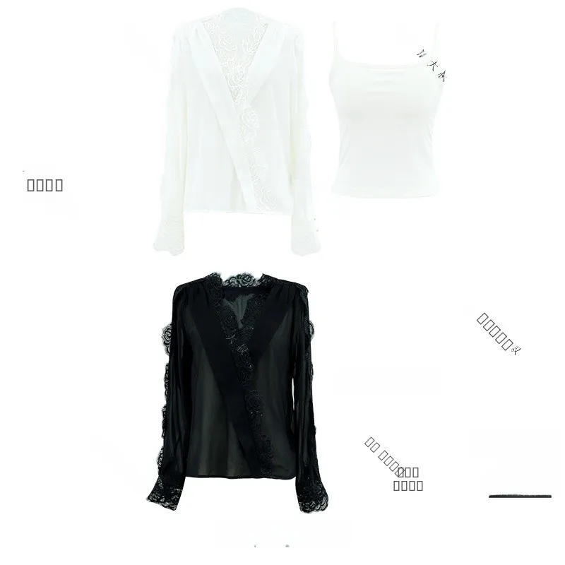 

Auntie Pan's Roman Holiday Lace Trim V-ne irt Ele Top with Small Strap for Women Quali Fabric 00% Other