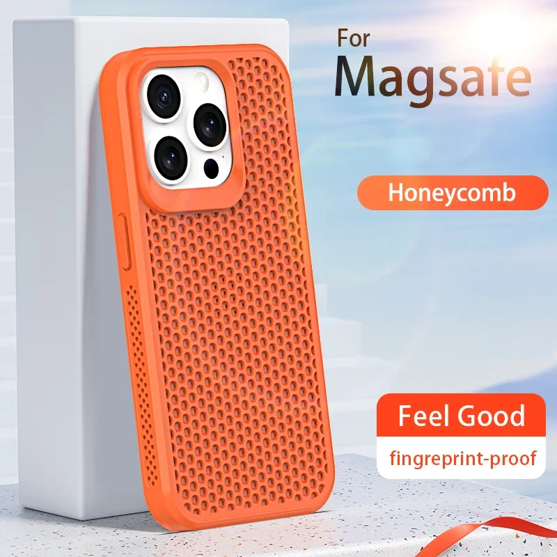 

Luxury Matte Heat Dissipation Mesh Case for IPhone 15 14 13 12 11 Pro Max 15Plus Cooling Breathable Shockproof Bumper Hard Cover