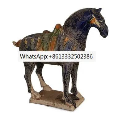 

Tang Tricolor Blue Glazed War Horse Home Decoration Antique Porcelain Ornaments