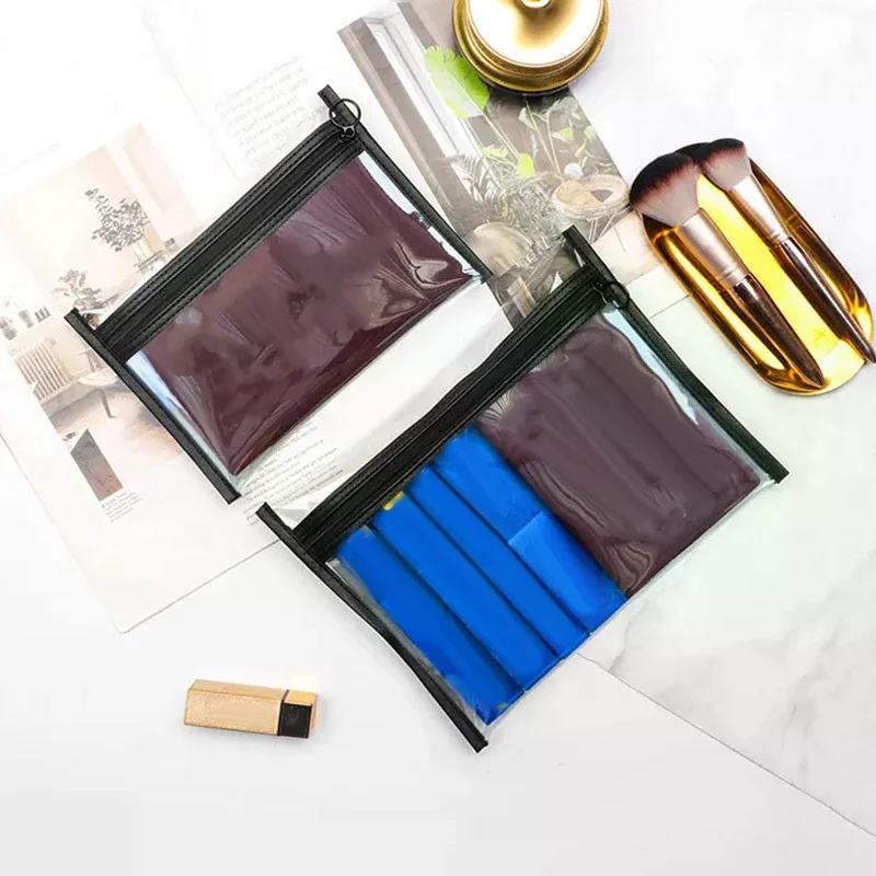 Bolsa organizadora de pvc com zíper, para passaporte, moedas, chaves, batons, cartões, fones de ouvido, estojo compacto para armazenamento de viagem