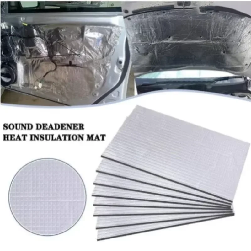 Car Sound Deadener Heat Shield Mat Self Adhesive Aluminum Foil Insulation Roll Foam Backing for Roof Floor Pipe Noise Reduction