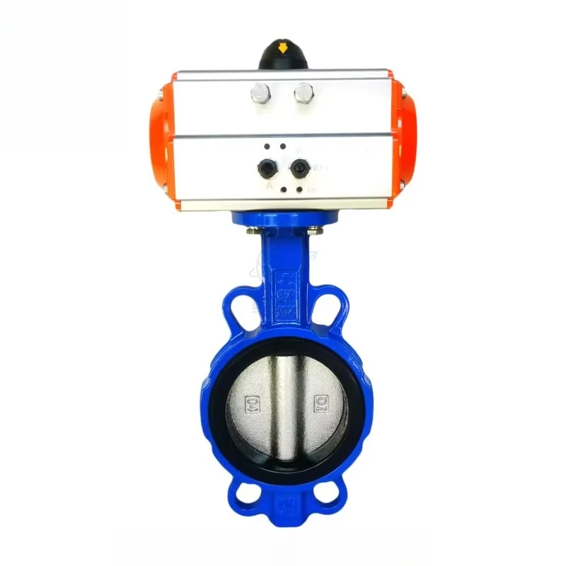 4 Inch DN100 Wafer Pneumatic Butterfly Valve, Double-Acting Industrial Valve with EPDM Rubber Fluid Seal