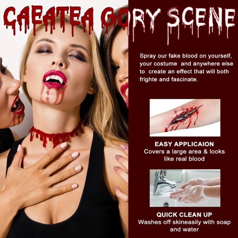 Realistic Fake Blood for Bloody Nose Eyes Ears Party Makeup Props Halloween Cosplay Decoration 30/60/100/200/500ml