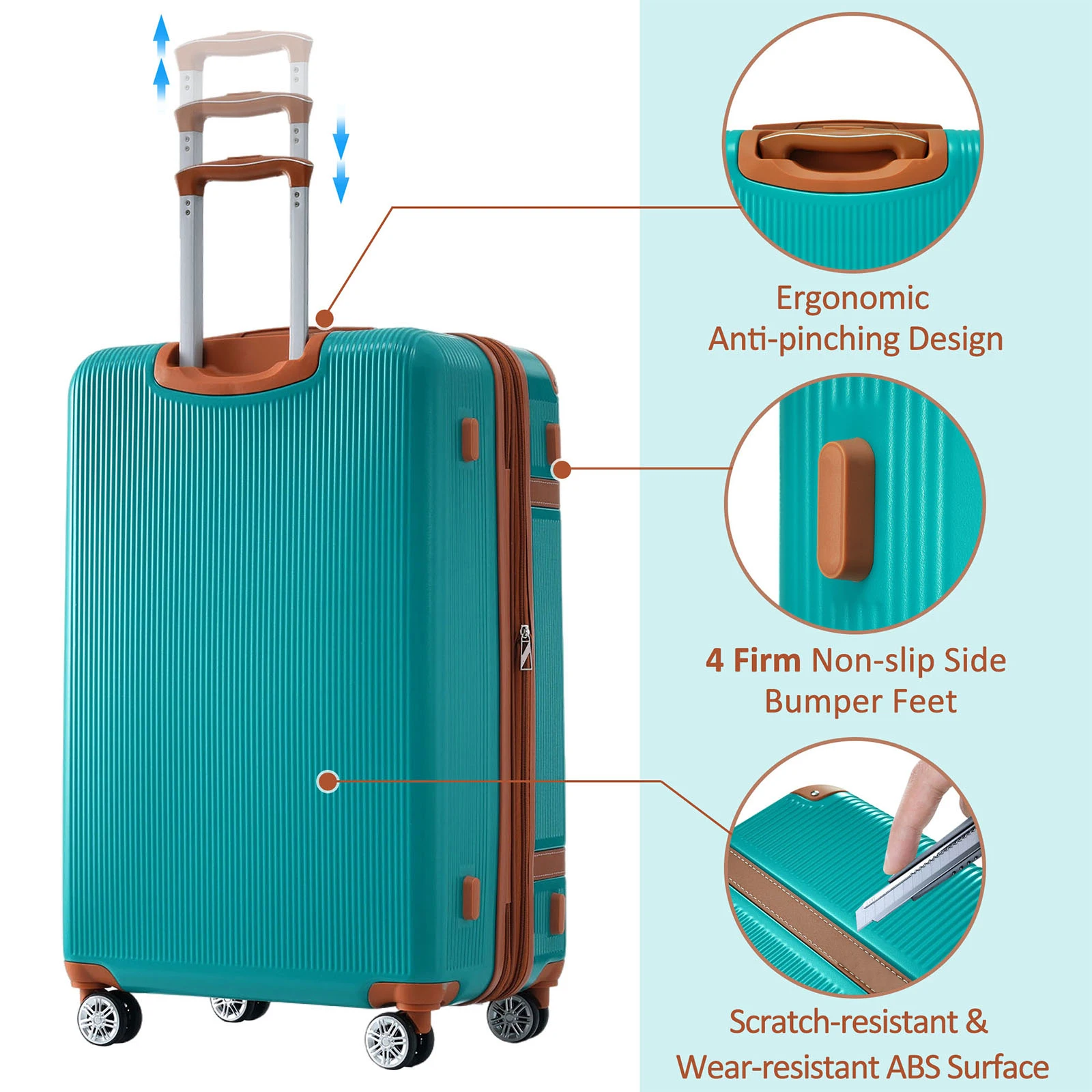 

20 24 28 Luggage Travel Suitcase With 8 Rotating Wheels Tsa Lock Collision Protection Angle Travel Rolling Luggage Rack