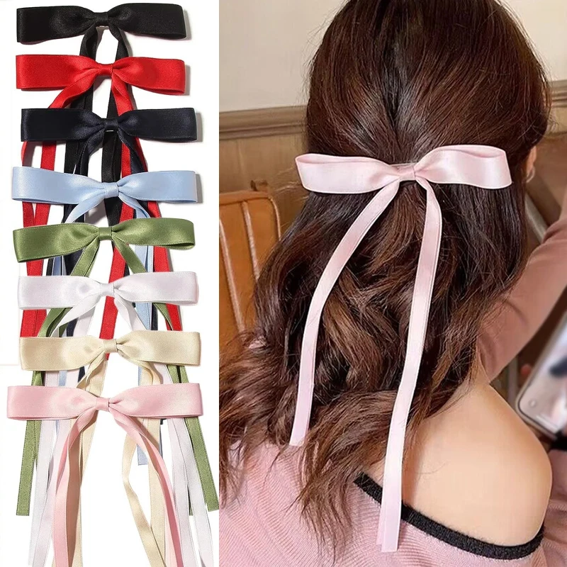 Korean Style Ribbon Bow Hair Clip Long Tassel Hairpin Sweet Cute Headwear For Women Girls Party Fashion Hair Accessories