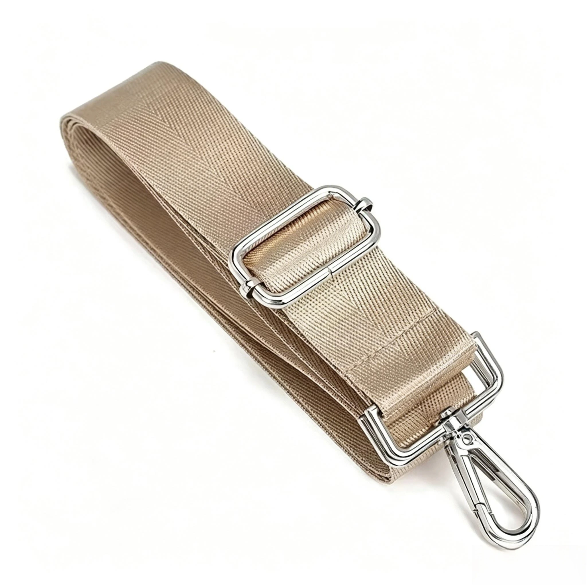 Adjustable Wide Nylon Bag Strap with Silver Metal Buckle, 130cm Length Replacement Crossbody Shoulder Strap for Handbags, 3.8
