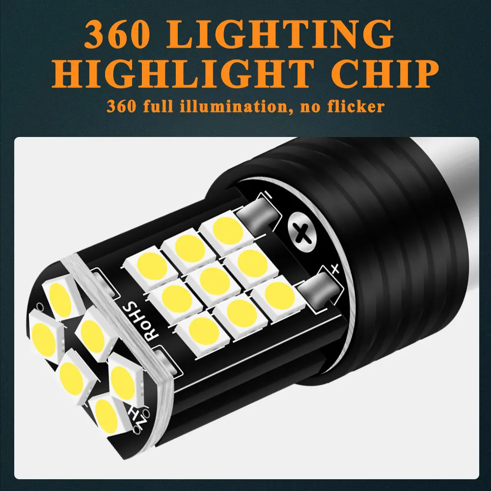 2Pcs T20 7440 Led Turn Signal Light W21W Reverse Light Bulb 3030SMD Universal Car 7443 W21/5W Amber Red Led Brake Light 12V image 3