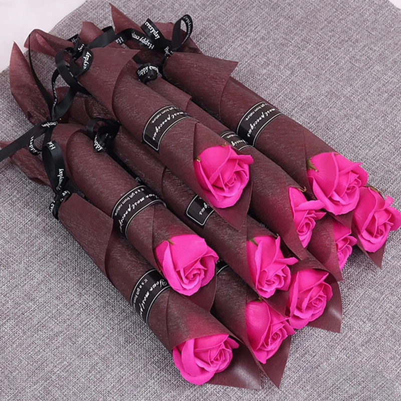 5Pcs Artificial Soap Flowers Rose Bouquet Fake Flower Bunch Plant Wedding Birthday Party Mother\'s Day Holding Floral Gifts Decor