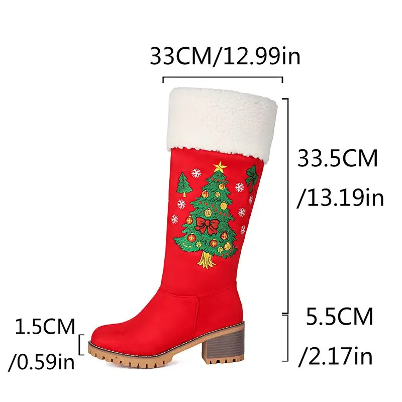 ASILETO Brand Women Mid Calf Boots Suede Round Toe 5.5cm Block Heels Zipper Christmas Party Snow Botas Large Size 43 44 Winter