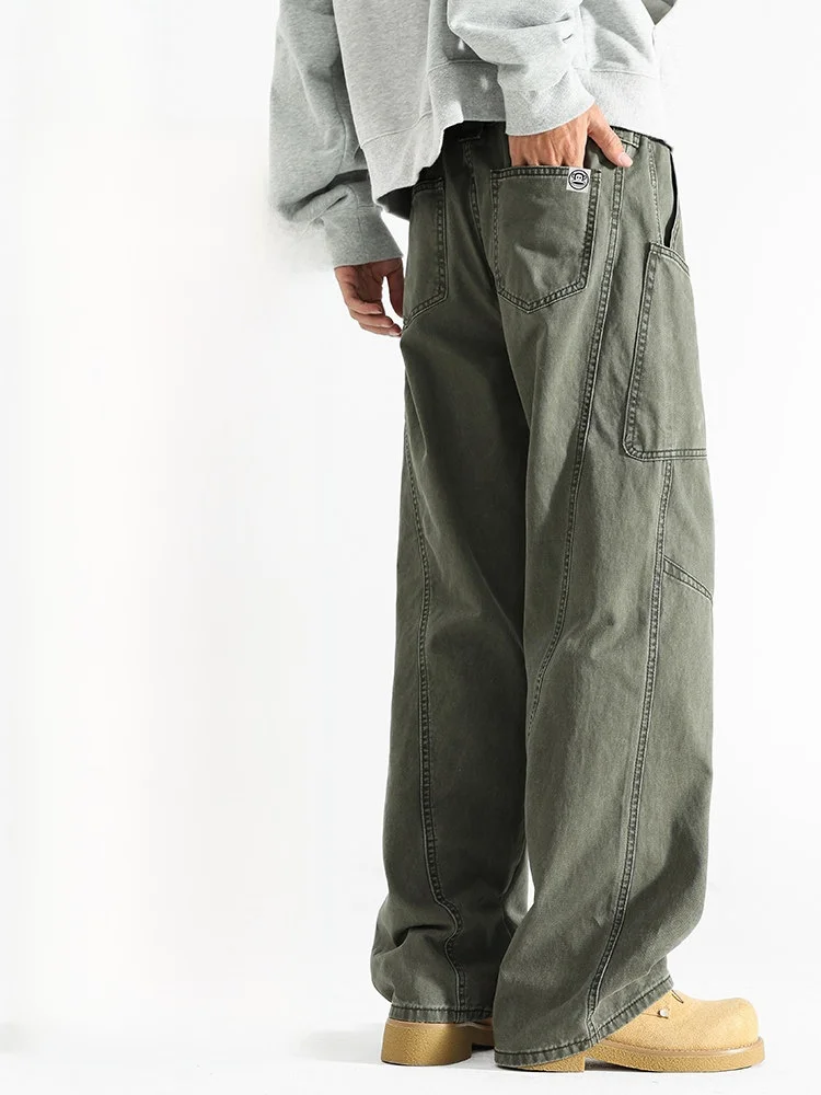 PaulFrank Herren-Arbeitshose mit lockerem, geradem Bein, amerikanische Retro-Stil, Frühling und Herbst, lässige Jeans, Baumwolle, 00 % Jugendfaion