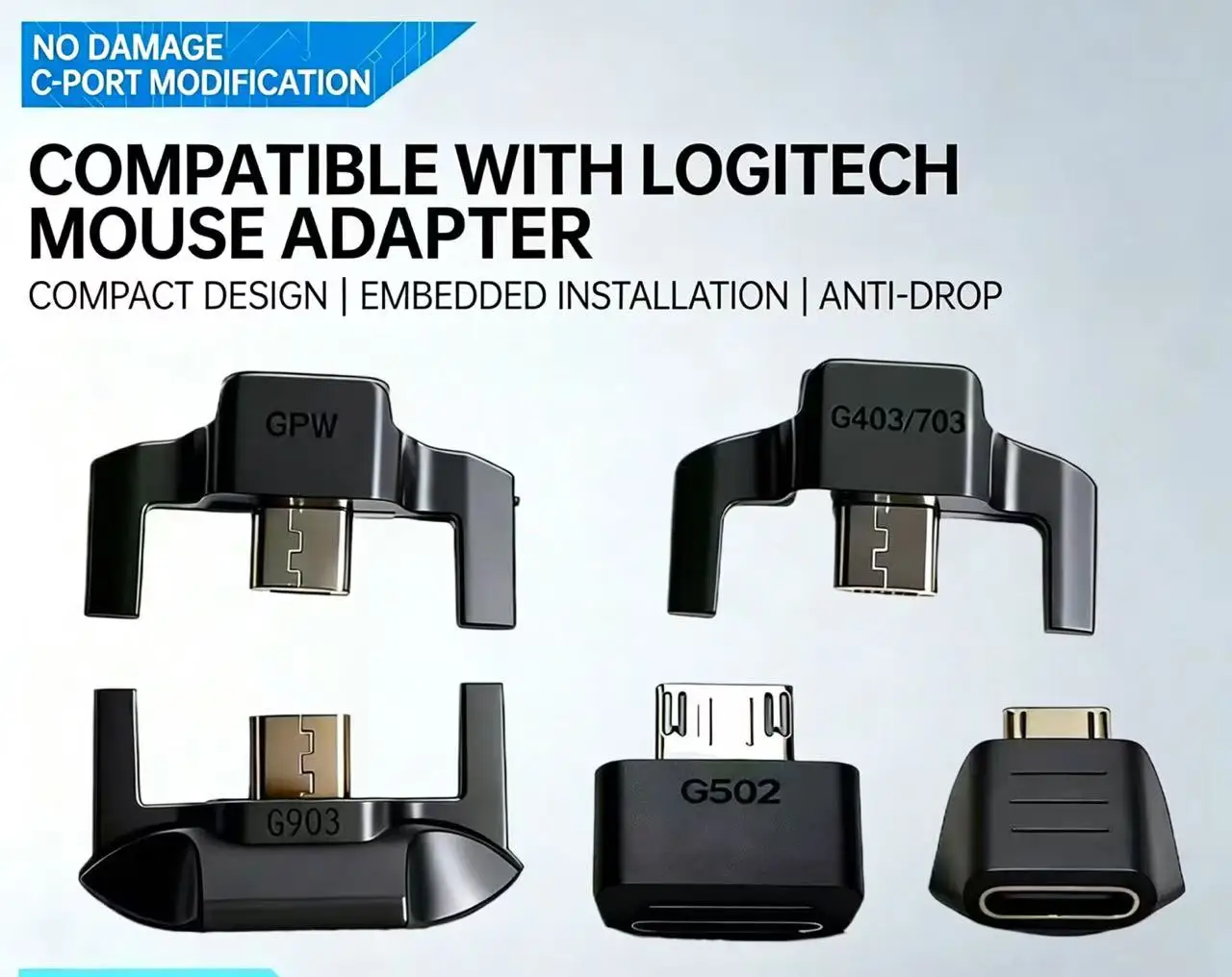Micro USB to USB Type-C Charging Cable Adapter for Logitech G Pro Wireless /G403/G502/G903/MX Master/G703