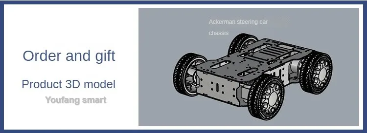 10Kg Load Ackermann Smart Trolley Front Wheel Servo Steering Metal Chassis with Encoder Motors for ROS Programmable Robotic Car