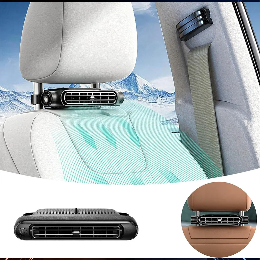 

Car Headrest Cooling Air Fan 3000mAh 3 Speeds Car Seat Fan Adjustable Car Neck Cooler Rear Seat Ventilator for Front Rear Seat