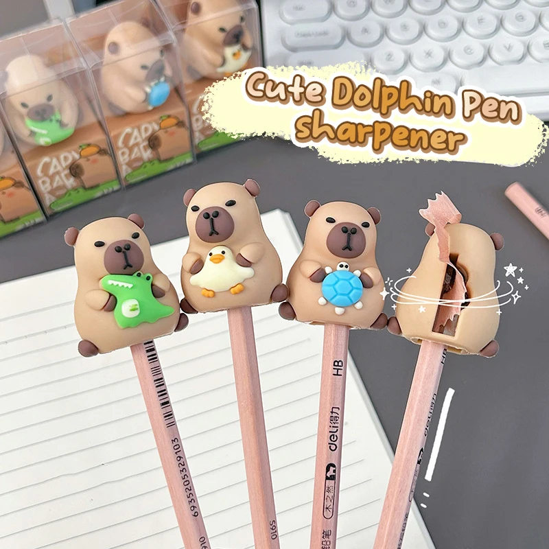 Yaratıcı Capybara kalemtıraş karikatür sevimli taşınabilir Mini kalemtıraş öğrenciler kırtasiye okul malzemeleri hediyeler