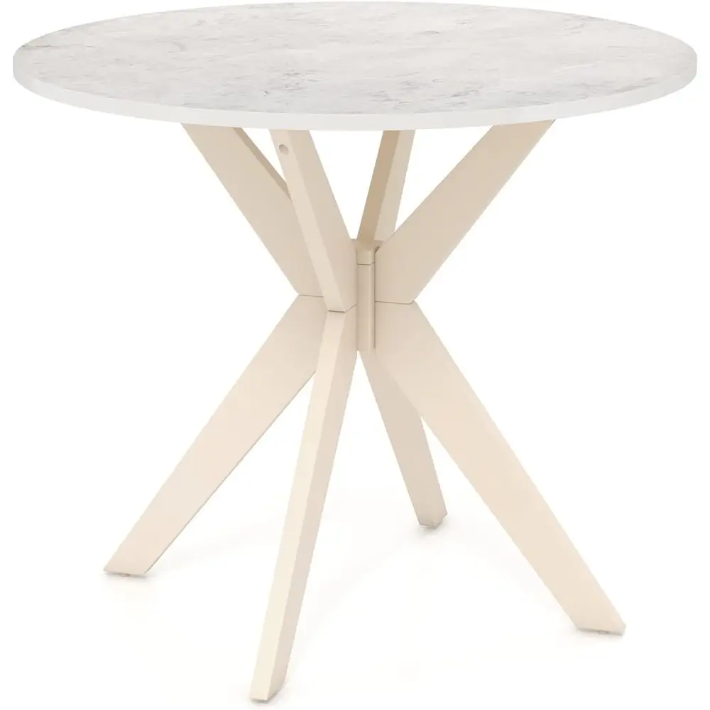 

Круглый деревянный обеденный стол, кухонный стол с перекрестной опорной базой и ножками из массива каучукового дерева, винтажные кофейные или обеденные столы