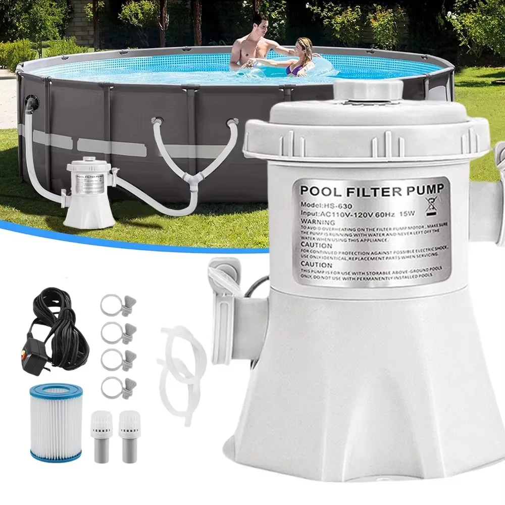 

Pool Filter Pump 330 GPH Paddling Pool Electric Water Pump With 2 Pool Filter Cartridge Pool Pumps Ground Small Pool Filter Pump