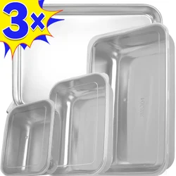 Stainless Steel Food Storage Box Fresh-keeping Box Lid Rectangle Sausage Noodles Fruit Dish with Cover Food Storage Containe