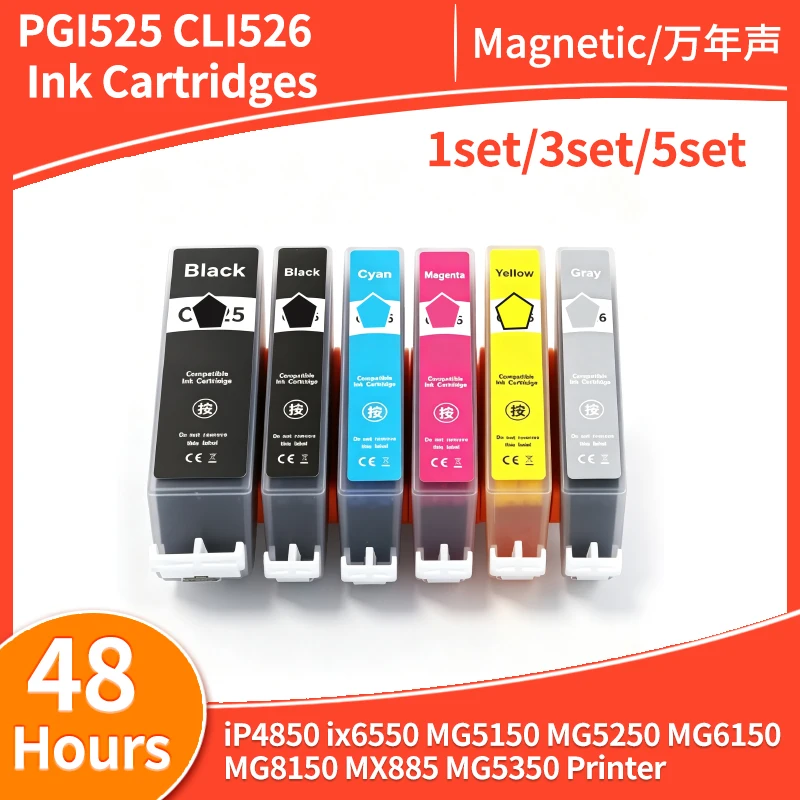 PGI525 CLI526 PGI 525 Ink Cartridges Compatible for Canon Pixma iP4850 ix6550 MG5150 MG5250 MG6150 MG8150 MX885 MG5350 Printer