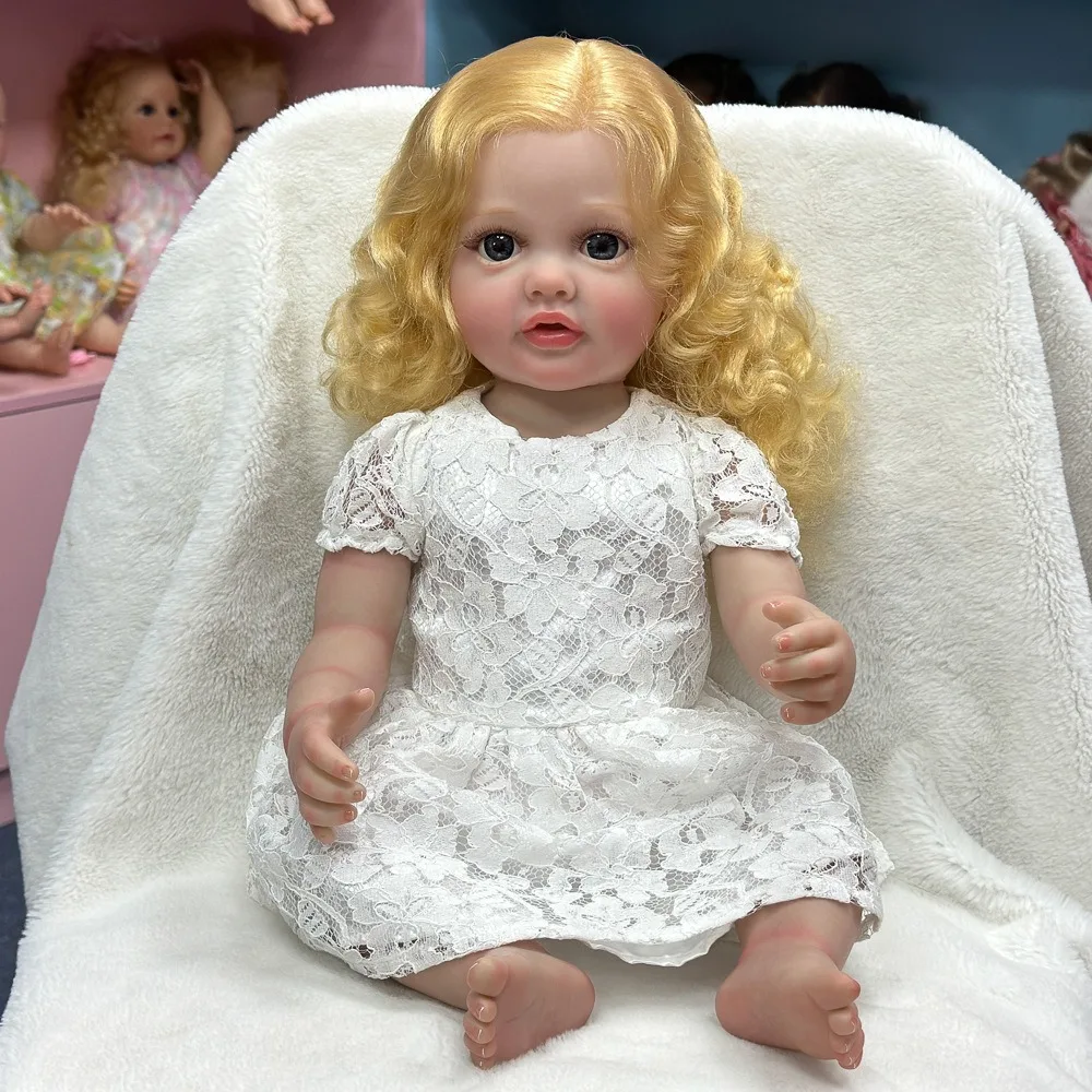22-Zoll-Reborn-Puppe aus weichem Vinyl W-2189, Simulation 3D-Haut mit sichtbaren Blutgefäßen, handgefertigte Haartransplantation, weiches und süßes Vinyl