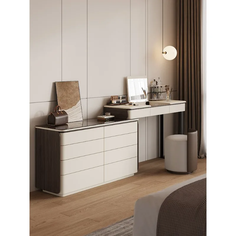 

Simple telescopic dresser, chest, integrated bedroom, flip mirror, makeup table, solid wood, bedside storage, storage cabinet