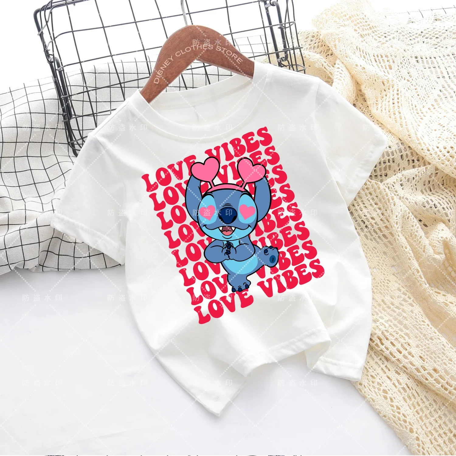 Summer Stitch Couple T-shirt Minnie Kawaii KidS Cartoons Children Children From 8 to 14 Years Summer Minnie Children T-shirt