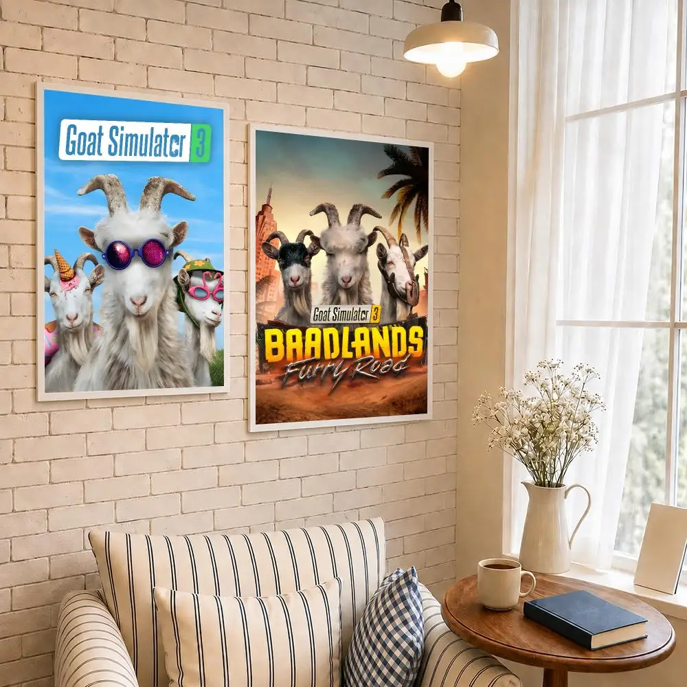 Game Funny Simulation G-Goat Simulator Poster PP Self-Adhesive Wall Decor for Bedroom,Living Room,Dorm,Bar Aesthetic Gift