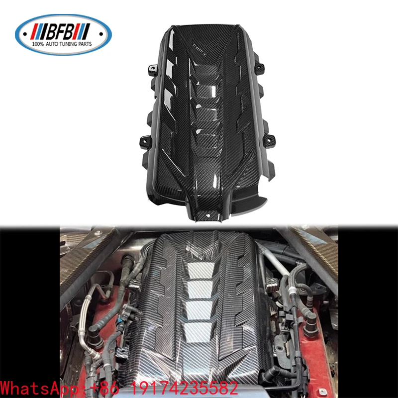 

Real Carbon Fiber for Car Engine Cover Trim Exterior Trim Replacement for 2020-2024 C8 Corvette