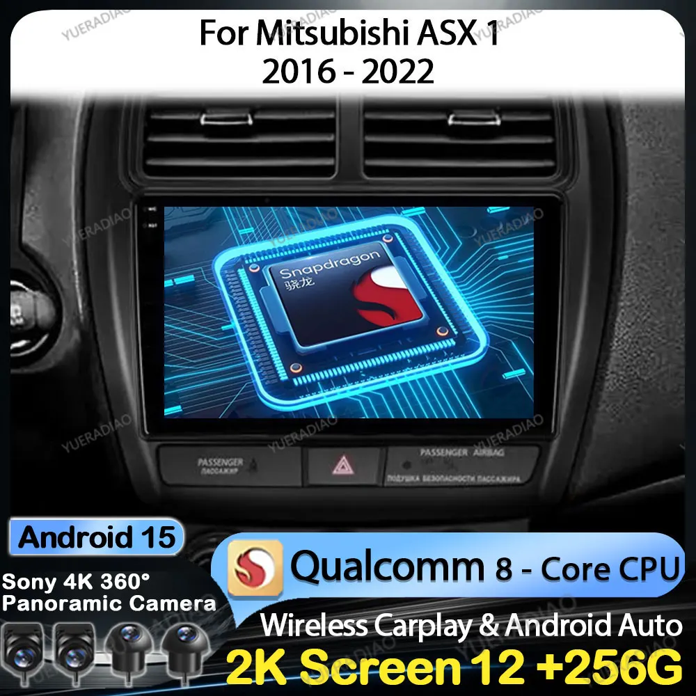 Android 15 Car Radio For Mitsubishi ASX 1 2016 - 2022 Multimedia Stereo Video Player Head Unit GPS NAVI BT Qualcomm 4G WIFI QLED