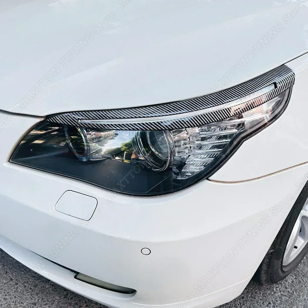 2PCS Car Eyebrow Eyelid Lamp Light Headlight Cover Stickers For BMW 5 Series E60 E61 520i 525i 530i 540i M5 2003-2010 Tuning