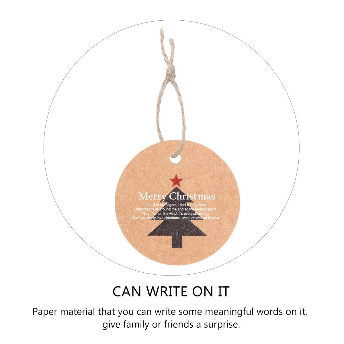 

200 Pcs Round Kraft Paper Hanging Tag Small Decor Xmas Presents Label Decorations Twine