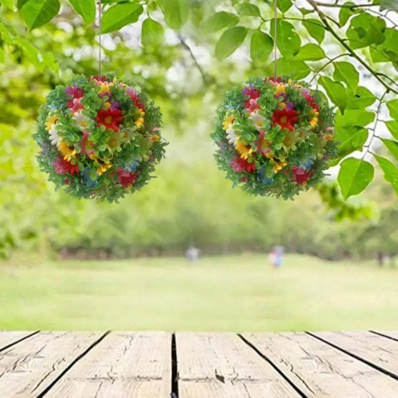 

Artificial Topiary Ball Hangable Garden Flower Topiary Ball Decor Exterior Plant Sphere Greenery Decoration for Balcony Garden