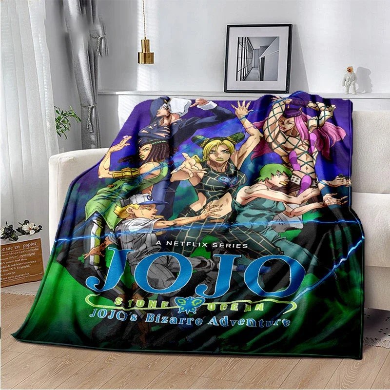 Anime JoJo Bizarre Adventure Jolyne Soft Plush Blanket, Flannel Blanket Throw Blanket for Living Room Bedroom Bed Sofa Cover