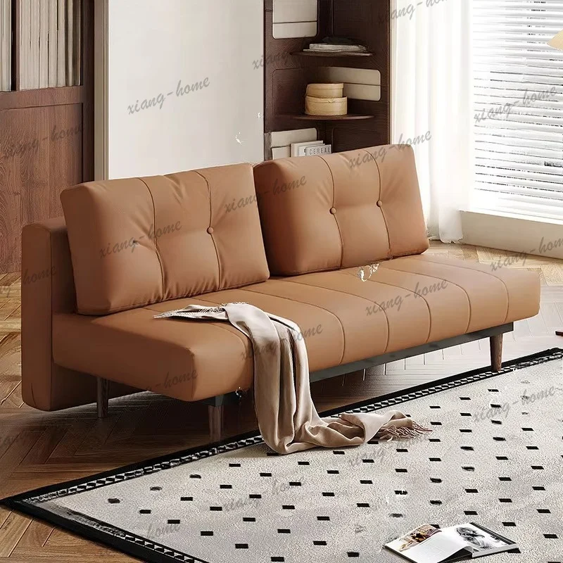 FG Furniture: Nordic vintage leather sofa bed folding dual-purpose small apartment inline independent spring