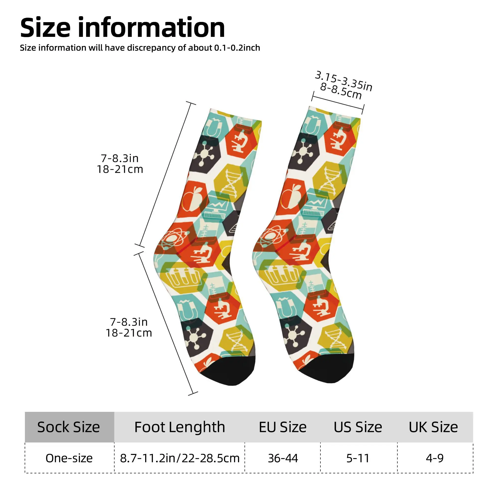 1pc Science Pattern  Printed Men's Socks Novelty Hip Hop Harajuku Pattern Crew Sock Casual Gift