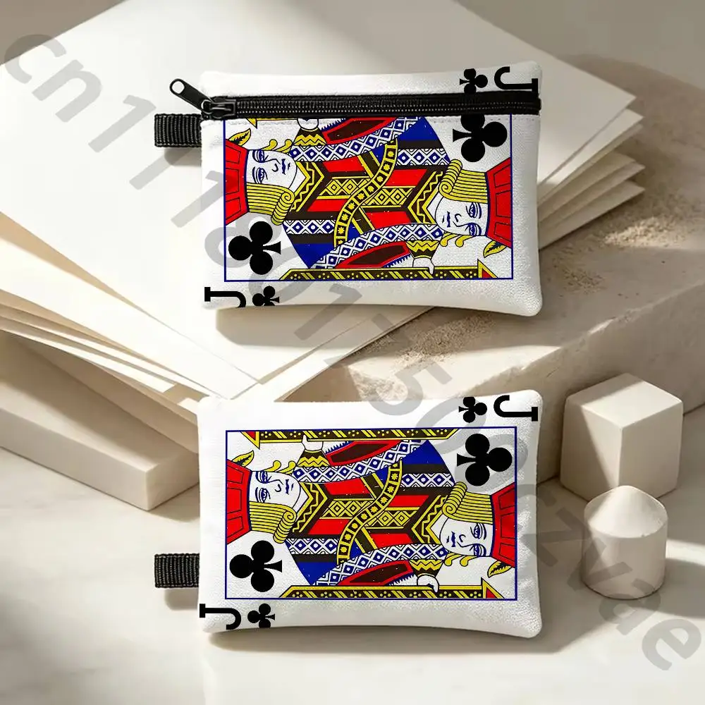 Tufting Poker Card  Canvas Coin Purse Simple Fabric Small Coin Pouch Change Purse Portable Cotton Card Holder