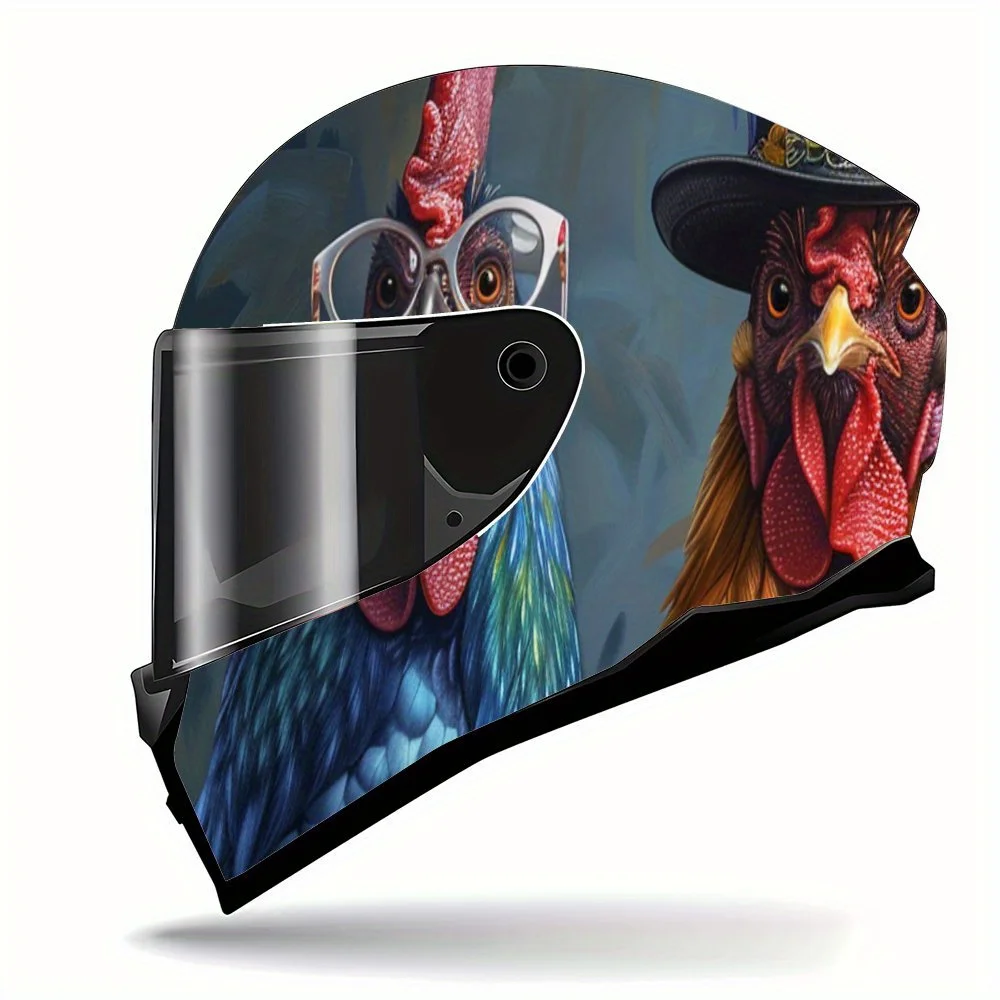 Dreamy Color - ملصق لف من الفينيل لخوذة الوجه بالكامل على شكل مجموعة الديك، مادة PVC متينة، ملصق رسم فني جمالي #3