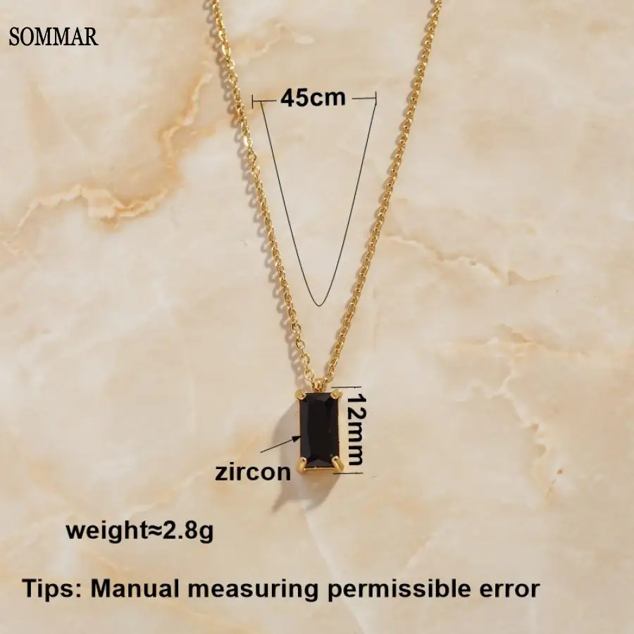 SOMMAR gifts Gold color Perfume women pendant necklace Black cubic zirconia pendant maxi necklace jewelery