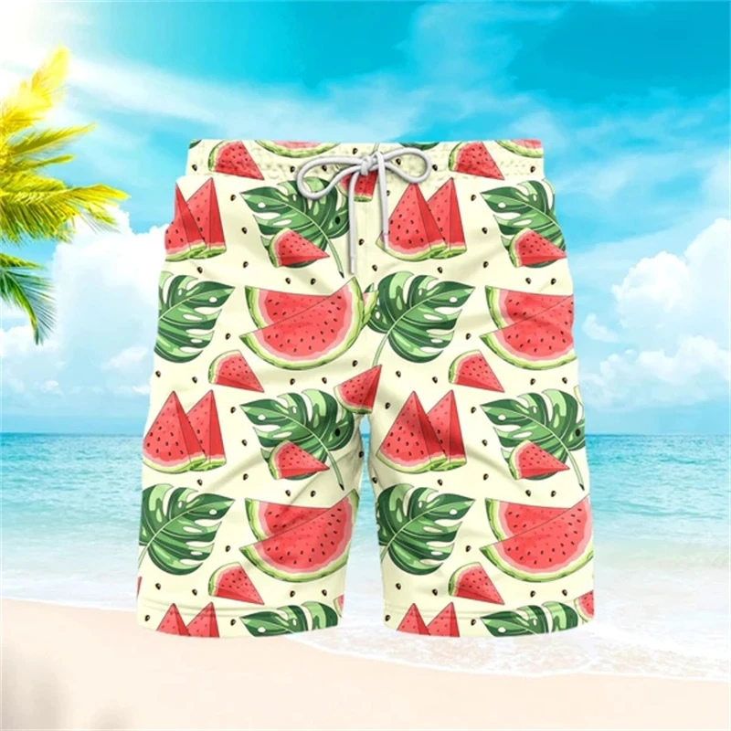 Tropical Fruits Graphic Beach Shorts For Men 3D Print Watermelon Short Pants Summer Sportswear Gym Trunks Oversized Ice Shorts