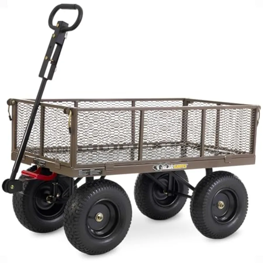 

Steel Dump Cart 5 Cu Ft Bed 1200 lb Load Capacity Gray Towable Heavy-Duty Outdoor Utility Wagon with Removable Side Panels for