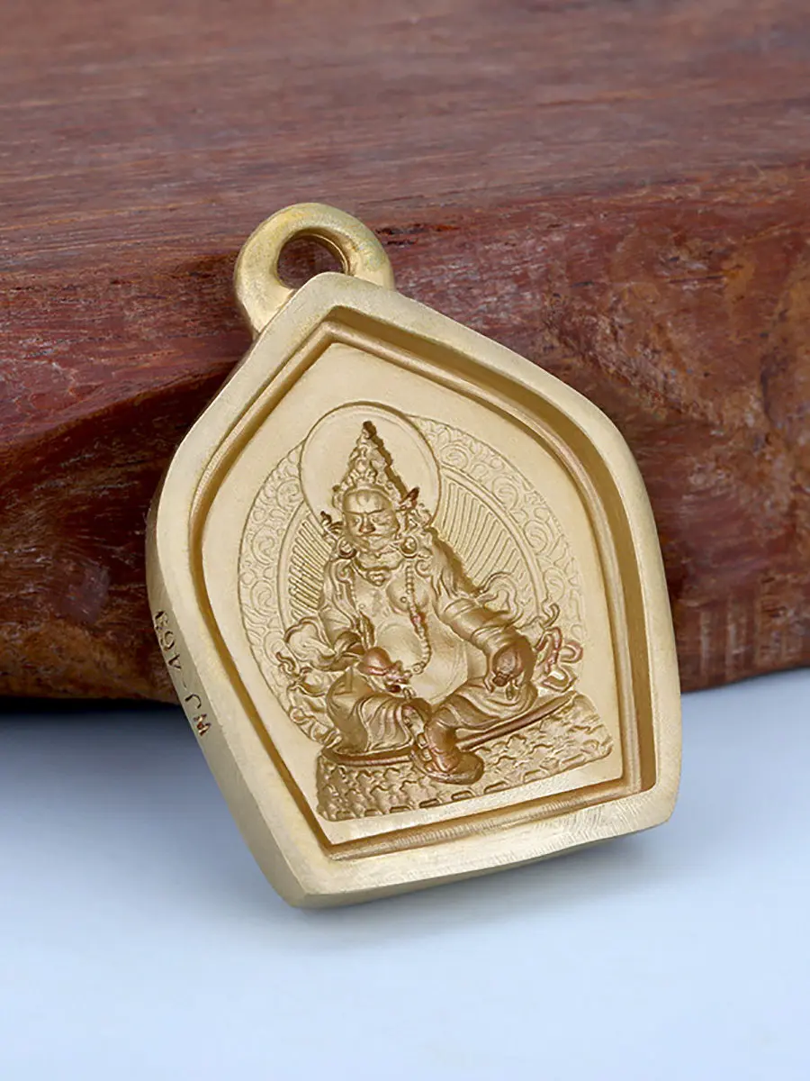 Brass Yellow Jambhala and Zaki Lhamo Tsa Tsa Molds Hand Polished Buddhist Tools for Clay Crafts, Traditional Equipment