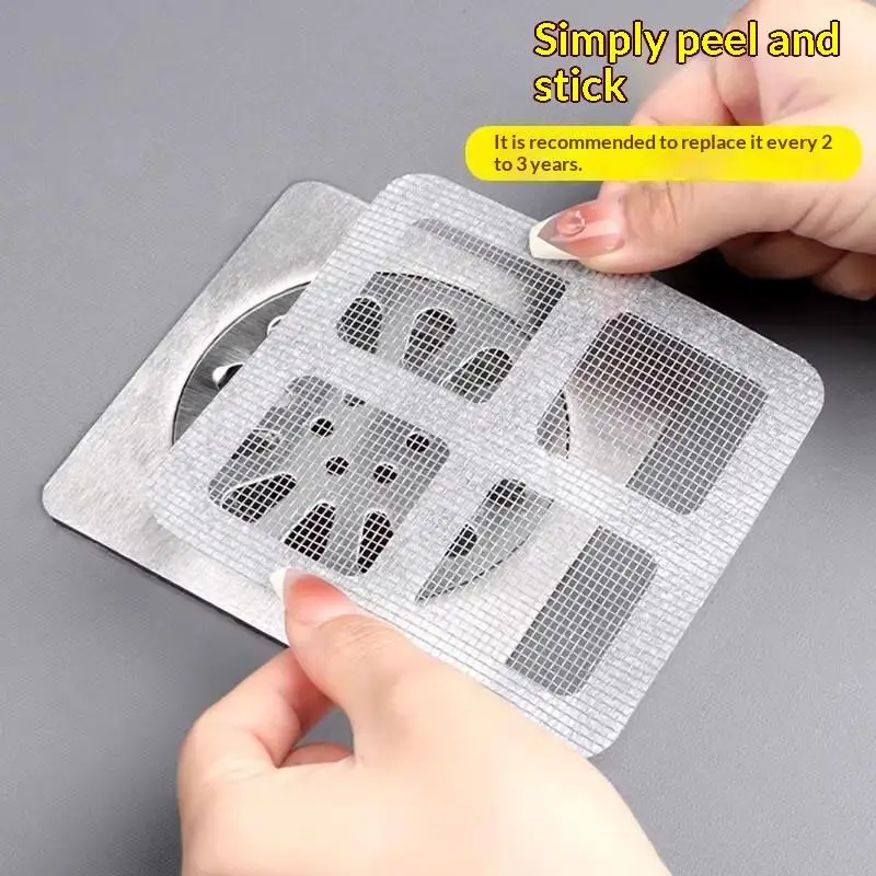 Floor Drain Filter Stickers Strong Adhesive Fine Mesh 10-50Pcs Hair Catcher for Bathroom Laundry Room Kitchen Sink Drain