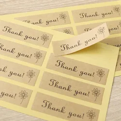 120Pcs/Set 1.3cmx4.5cm Rectangle Thank you Flower Stickers Envelope Baking Seal Labels Gifts Packaging Decor Stationery Stickers