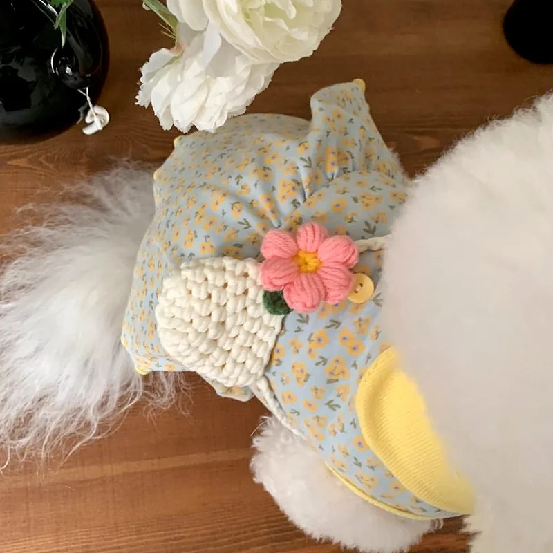

2025 Pet Dog Skirt Summer Thin Small Dog Clothes Teddy Floral Dress Bichon Frise Cute Princess Skirt No Bag